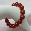 【歡喜心珠寶】【天然紅玉髓圓珠12mm手鍊】16顆「附保証書」佛教七寶之一紅玉髓天珠，避邪、護身、保平安。