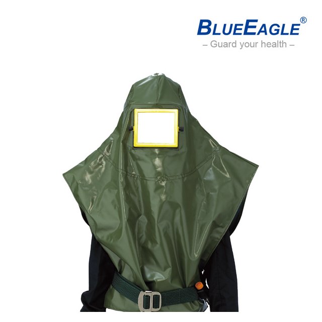 【醫碩科技】藍鷹牌 噴沙頭罩 PVC夾網布材質 內附安全帽 空氣調節器 可更換鏡片 1個 NP-503