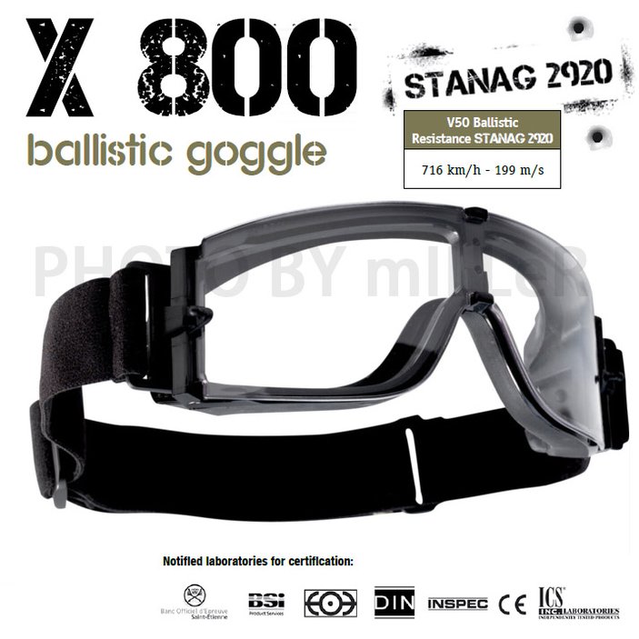 護目鏡 法國 BOLLE Tactical X800 透明 生存遊戲 防彈護目鏡 附原廠眼鏡戴 眼鏡盒
