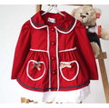 PLACE蕾絲愛心口袋紅色風衣式外套(95公分)$零碼出清超值特價329元