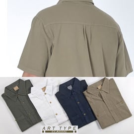 【ART TYPE 低溫超減碳生產】R1302 純棉男涼爽襯衫 深卡、灰綠、藍、白（S-2L)