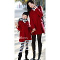 韓國專櫃款紅色高貴典雅毛呢大衣親子/母女裝/母女外套$媽咪款M碼