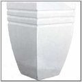 水磨石(白色倒方弧錐 橫刻紋型 34x34x49cm)質感超優進口水磨石 磨石子花盆