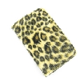 皮夾式名片盒 豹紋絨毛高貴風格弧面名片夾 不銹鋼金屬盒絨面內襯隱藏式磁扣 金黃