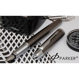 PARKER派克 IM 經典高級系列 鈦金格紋白夾鋼筆(P0905710)另有亮鉻格紋P0905660/雙色流線P0905610