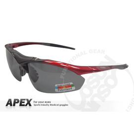 【APEX】運動型太陽眼鏡-偏光鏡.防滑.抗UV護目鏡.軟式鼻墊 登山 滑雪_805-黑/紅