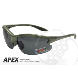 【APEX】運動型太陽眼鏡-偏光鏡.防滑.抗UV護目鏡.軟質高鼻墊.登山 滑雪#610-橄欖綠