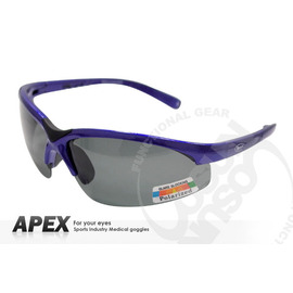 【APEX】運動型太陽眼鏡-偏光鏡.防滑.抗UV護目鏡.軟質高鼻墊可調長短/ 908-藍