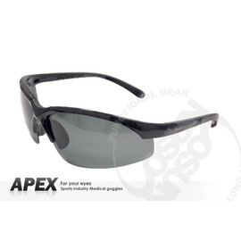 【APEX】運動型太陽眼鏡-偏光鏡.防滑.抗UV護目鏡.軟質高鼻墊可調長短/ 908 黑