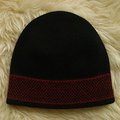 紐西蘭貂毛羊毛帽*摩斯配色_紅色X黑色(單層)