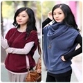 002516-韓版時尚新款瑞麗帶脖套短袖兩件套毛衣 (紅色) (藍色) ★↘VIP 商城購物網↙★