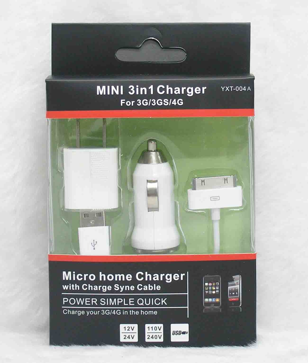 Iphone充電器iphone傳輸線iphone車充超值套裝旅充車充傳輸線mini 3 In 1 Charger Pchome商店街 台灣no 1 網路開店平台
