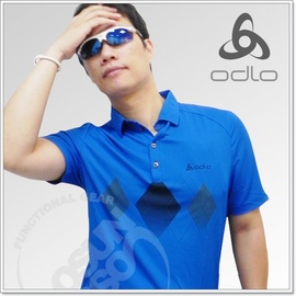 【瑞士-ODLO】男 銀離子抗UV短袖運動POLO衫.抗菌除臭.高系數抗紫外線/ 201042 藍-