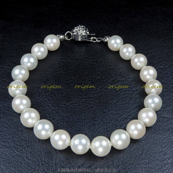 珍珠林~7.8m/m淡粉雙彩珍珠手鍊~南洋硨磲貝珍珠(價格不含項鏈)#975+7