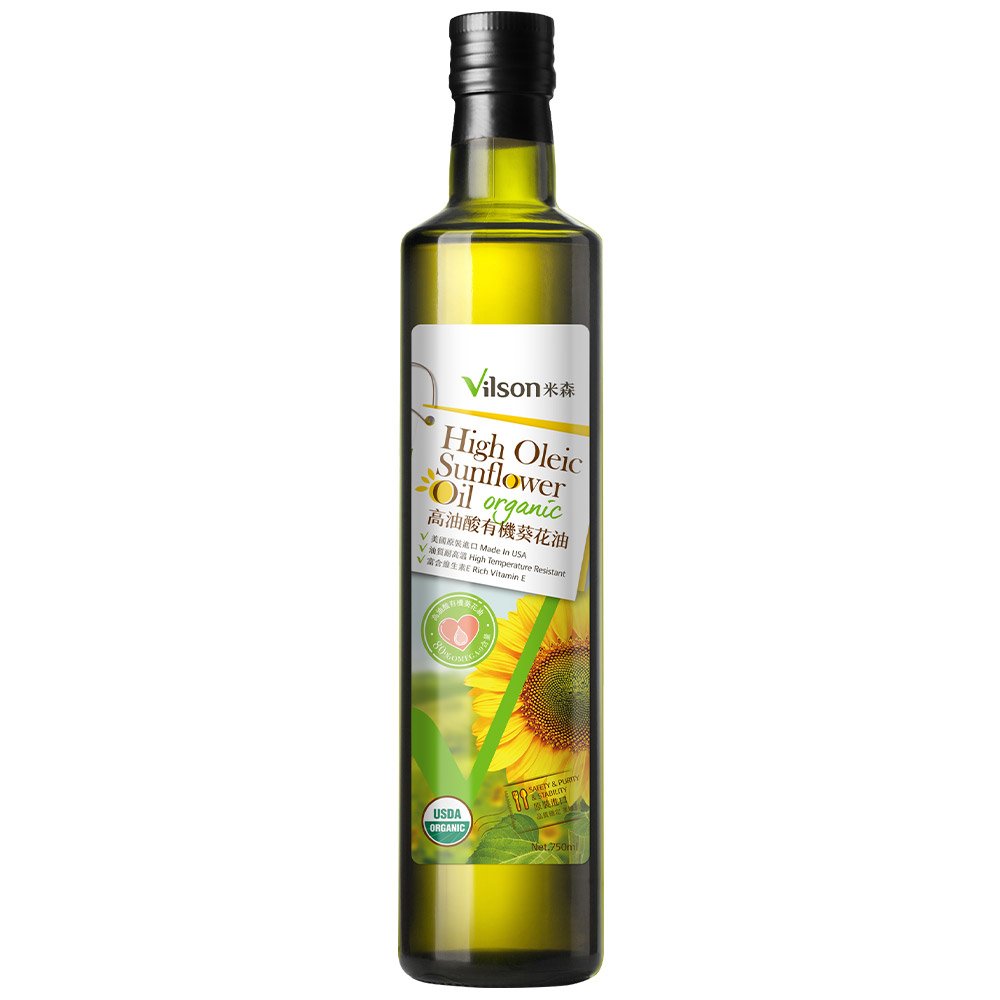 【米森 vilson】高油酸有機葵花油 (750ml/瓶) 1瓶 葵花油