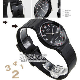 MQ-24-1BLDF 卡西歐 CASIO 指針錶 黑面 紅白數字時刻 黑色橡膠錶帶 35mm 男錶 女錶 時間玩家 MQ-24-1B