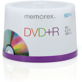 MEMOREX美瑞思 16X DVD+R 光碟片50入/筒(30400-0201)