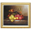 (大幅)水果油畫果實油畫(羅丹畫廊)含框105X134公分(100％手繪)