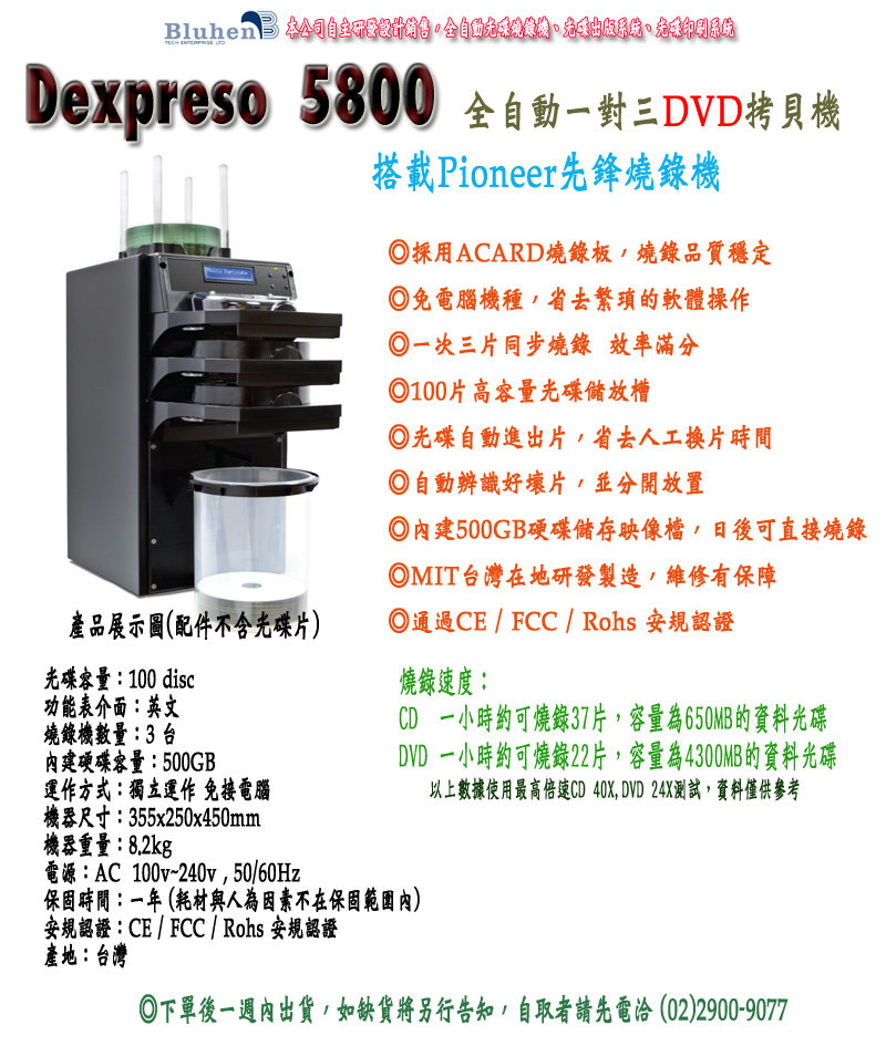 Pchome Online 商店街 Blue Fun 多元數位館 Dexpreso Dex5800 全