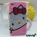 【MIYA米亞】iPhone 4s/4 Hello Kitty 凱蒂貓 手機水鑽珍珠殼 (手工 美容 貼鑽 水晶 bling 亮 閃 手機殼)