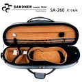 亞洲樂器 德國 SANDNER SA-260 高級四方小提琴盒、濕度計、獨特紋路質感、可放置弓*2、超厚內裡、手提肩背、4/4、大樂譜袋