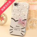 【MIYA米亞】iPhone 4s/4 Hello Kitty 凱蒂貓 水鑽珍珠殼(施華洛世奇) (手機美容 水晶 貼鑽 手機殼)