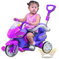 【孩子國】重型機車造型三輪車附伸縮拉桿及安全護欄 紫色