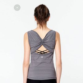 easyoga 瑜珈服 對勾雙環美背背心(無胸墊) - 灰調緞 2001252SD67