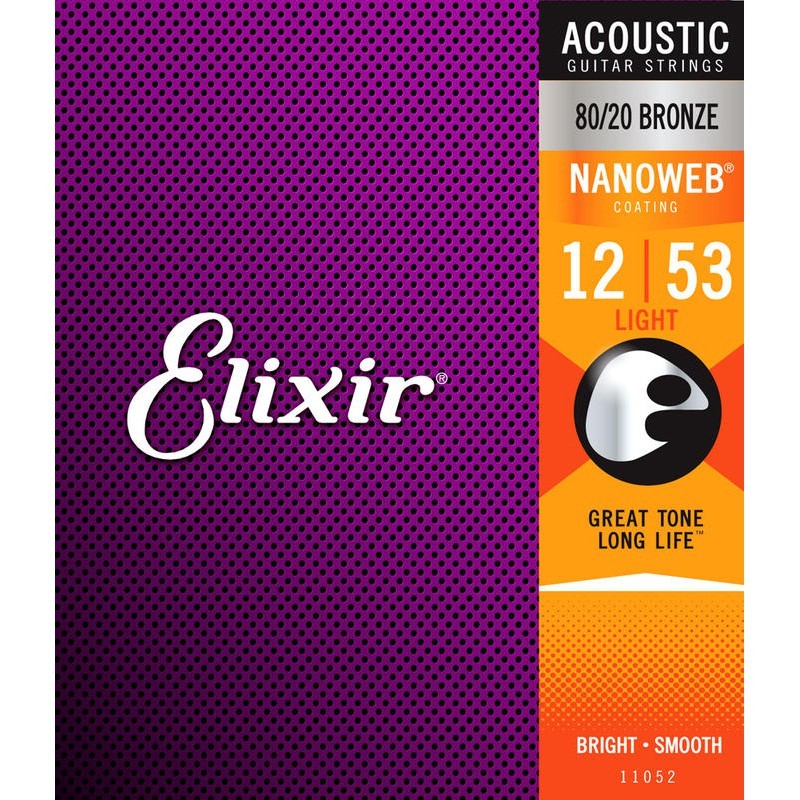 亞洲樂器 Elixir NANOWEB 11052 (12-53) 薄膜 防鏽 黃銅 木吉他弦 民謠吉他弦、包覆弦、Coated