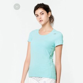 easyoga 瑜珈服 基本型短袖拼網上衣(無胸墊) - 蘇打綠 2001352G07