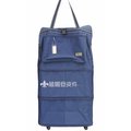 【葳爾登】三層折疊旅行袋旅行箱四輪行李箱可側背登機箱地攤袋購物袋/板輪袋72cm藍