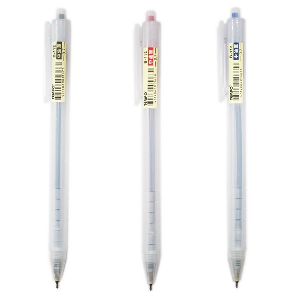 tempo 節奏牌 b 112 中油筆 一支入 定 10 0 7 mm 無印風 透明 自動中油筆 原子筆 圓珠筆