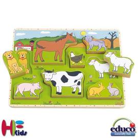 《德國educo愛傑卡》農場動物立體木拼圖