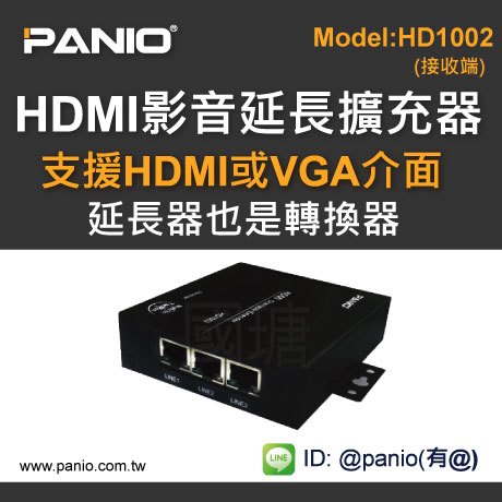 2埠HDMI中繼接收器 延伸HDMI到遠地接二台TV 100米FULL HD《✤PANIO國瑭資訊》HD1002