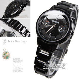 C1191IP全黑 mono 雙環錶 IP黑電鍍 不銹鋼 藍寶石水晶 30mm 女錶 時間玩家 防水手錶