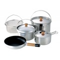 UNIFLAME Fan 5 DX 不鏽鋼鍋具組 5人份 (日本製、飯鍋*1+湯鍋*2+平底鍋*1、濾網*1) 660232