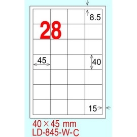 龍德 A4 電腦標籤紙 LD-845-HG-A 210*297mm 亮面防水相片噴墨標籤80大張入 (28格)