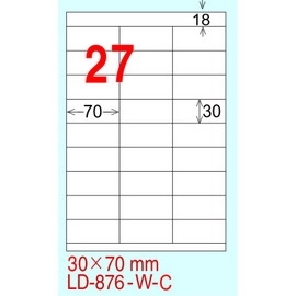 龍德 A4 電腦標籤紙 LD-876-FP-A 30*70mm 螢光粉紅 105大張入 (27格)