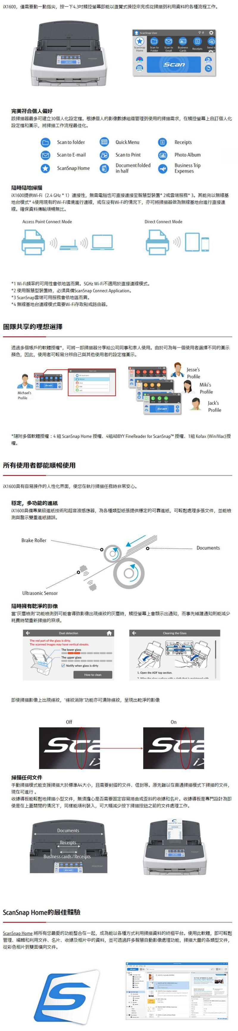 Fujitsu/來電享優惠]【A4/雙面掃瞄】ScanSnap Ix1600【24期+含稅免運