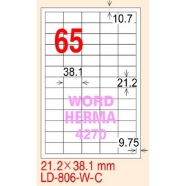 龍德 A4 電腦標籤紙 LD-806-AR-A 210*297mm 紅銅版紙 105大張入 (65格)
