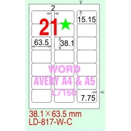 龍德 A4 電腦標籤紙 LD-817-AR-A 210*297mm 紅銅版紙 105大張入 (21格)