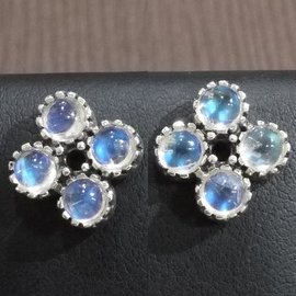 【La luna銀飾豐華】古典奢華顆顆藍光冰種彩虹月光石純銀耳環(耳針式)(E7229)
