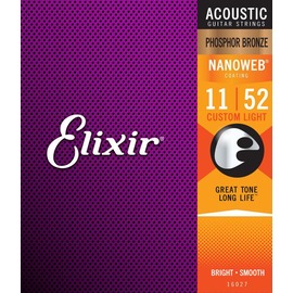 ☆唐尼樂器︵☆ Elixir NANOWEB 16027 (11-52) 薄膜 防鏽 磷青銅 木吉他弦 民謠吉他弦