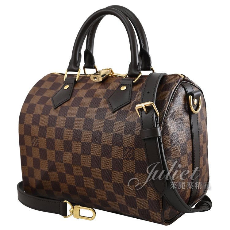 Juliet茱麗葉精品 Louis Vuitton LV N41368 N41181 Speedy 25 棋盤格紋附背帶手提包(附鎖組)現金價$56,800