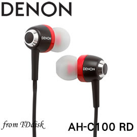 志達電子 AH-C100-RD DENON AH C100 黑突顯紅 搖滾尖鋒 重低音 耳道式耳機[公司貨] For Apple Android 門市開放試聽