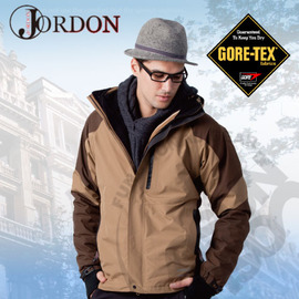 【橋登 Jordon】男款 GORE-TEX+POLARTEC二合一外套.兩件式防水透氣刷毛外套/零下耐寒保暖款.風雨衣(非羽絨外套) 1071-拿鐵