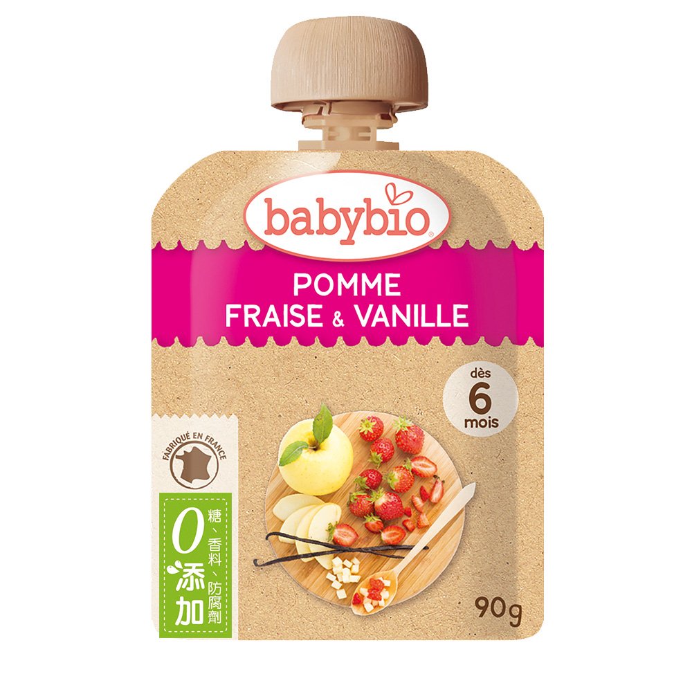 寶寶果泥 寶寶副食品 法國Babybio 生機蘋果草莓纖果泥