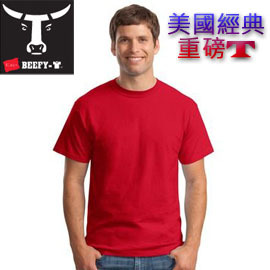 美國HANES.重磅T恤【BEEFY-T-TEES】紅色~超重磅數215公克/M2(S-XL)圓筒T