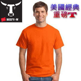 美國HANES.重磅T恤【BEEFY-T-TEES】橘色~超重磅數215公克/M2(S-XL)圓筒T