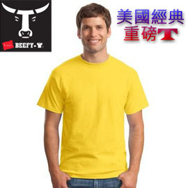 美國HANES.重磅T恤【BEEFY-T-TEES】黃色~超重磅數215公克/M2(XL)圓筒T